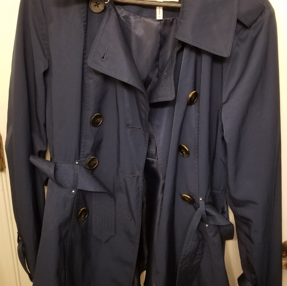 Women's Navy Short Waterproof Trench coat